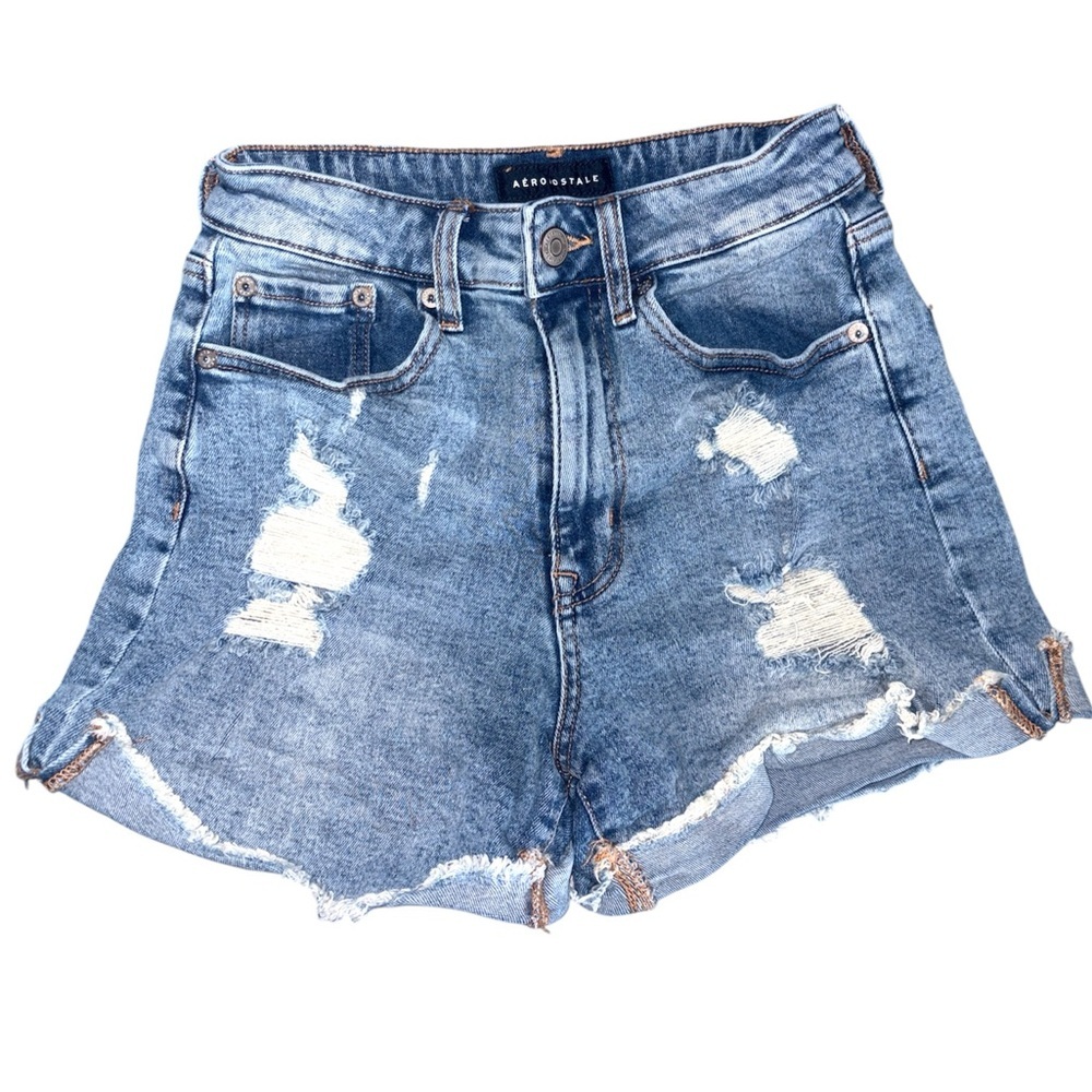 Aeropostale Curvy Mom High-Rise Distressed Denim Shorts Women’s Size 0